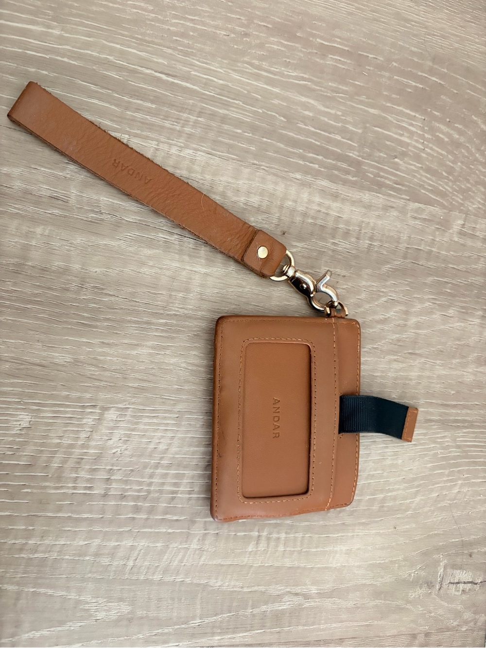 Andar Tan Leather Wristlet Card Case